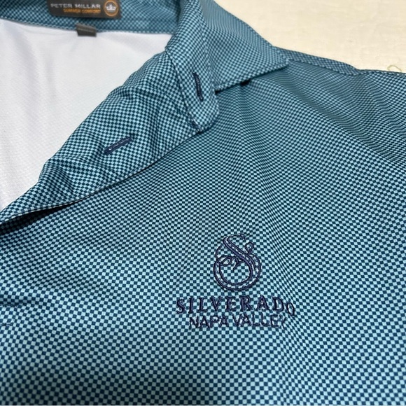 Peter Millar Summer Comfort Medium Polo Logo Blue Napa Silverado Resort - Picture 8 of 9